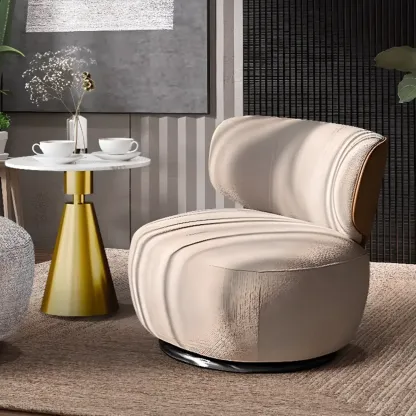 Upholstery Swivel Side Chair in White/Gray for Living Room Image - 1