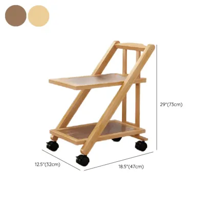 2-Tier Rectangle Plastic Folding Side Table with Wheels #size