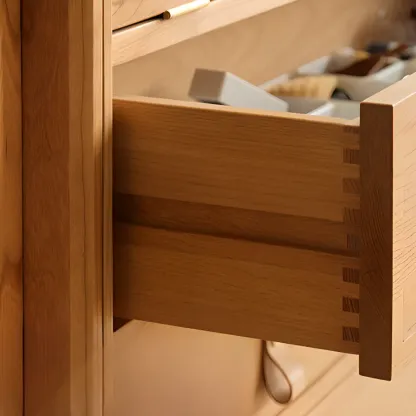 Classic Wooden Display Cabinet with Glass Doors for Living Room Image - 11