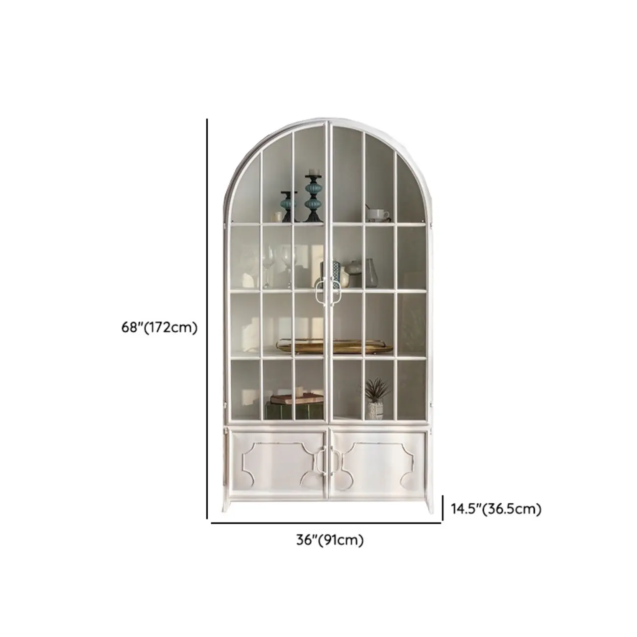 Vintage Wood and Metal Curved Display Cabinet for Living Room Image - 17 | homeyfad