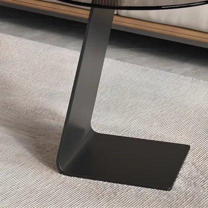 C-Shaped Glass Round End Table for Living Room Image - 12