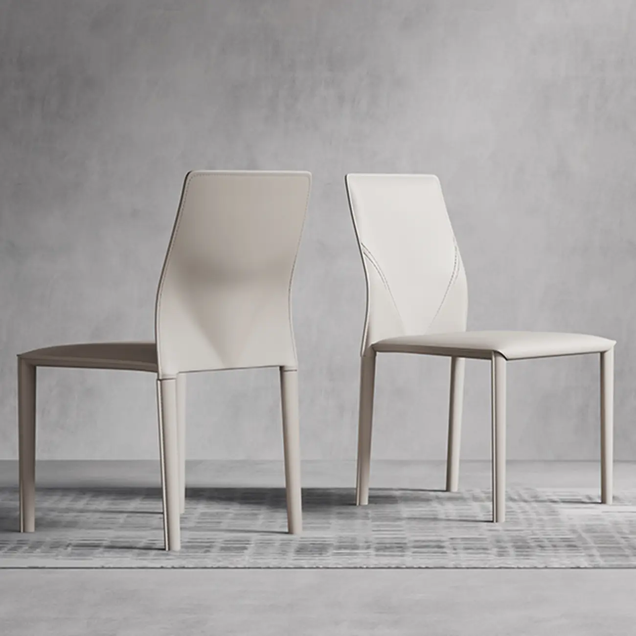 Modern White Armless Faux Leather Dining Chair with Solid Back Image - 4 | homeyfad