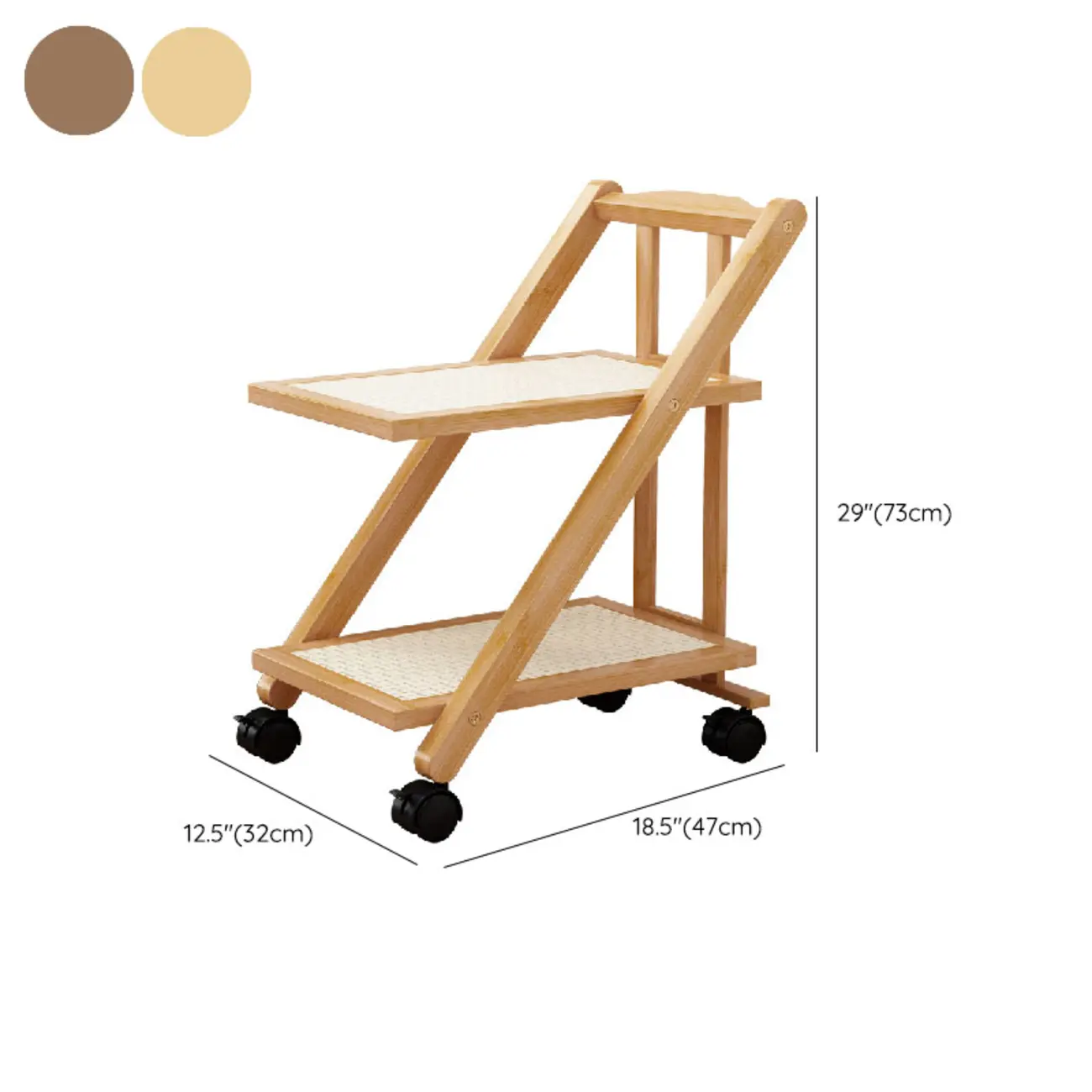 2-Tier Rectangle Plastic Folding Side Table with Wheels Image - 20 | homeyfad
