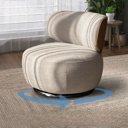Upholstery Swivel Side Chair in White/Gray for Living Room Image - 2
