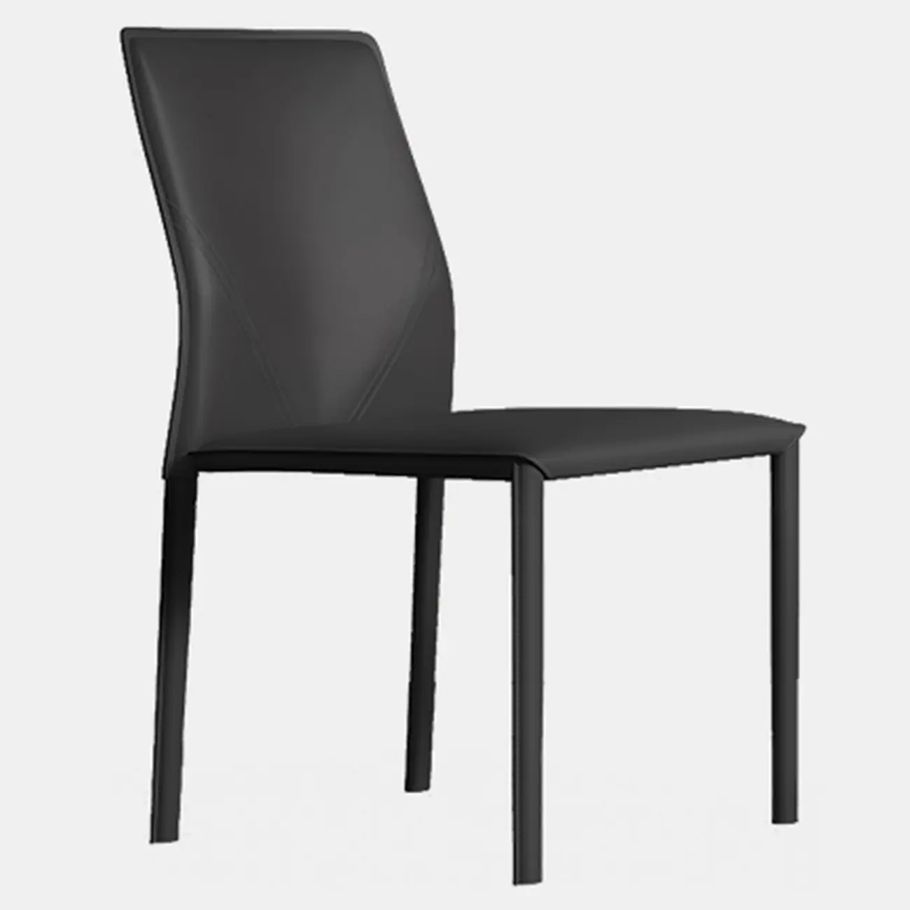 Modern White Armless Faux Leather Dining Chair with Solid Back Image - 5 | homeyfad