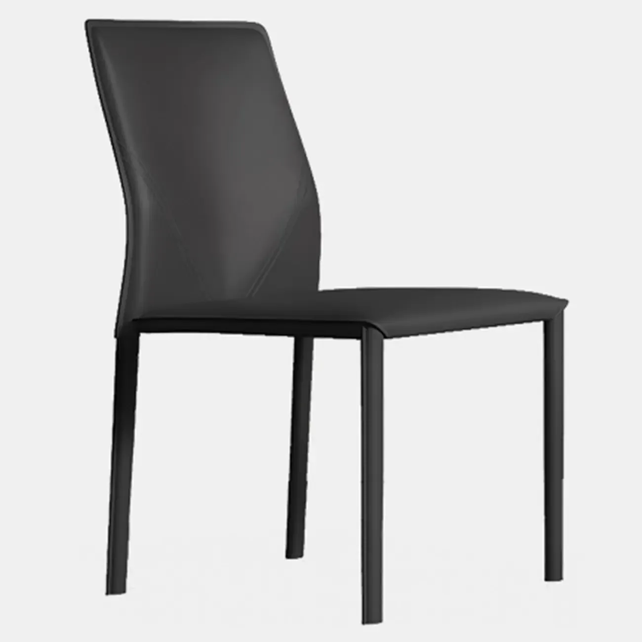 Modern White Armless Faux Leather Dining Chair with Solid Back Image - 5