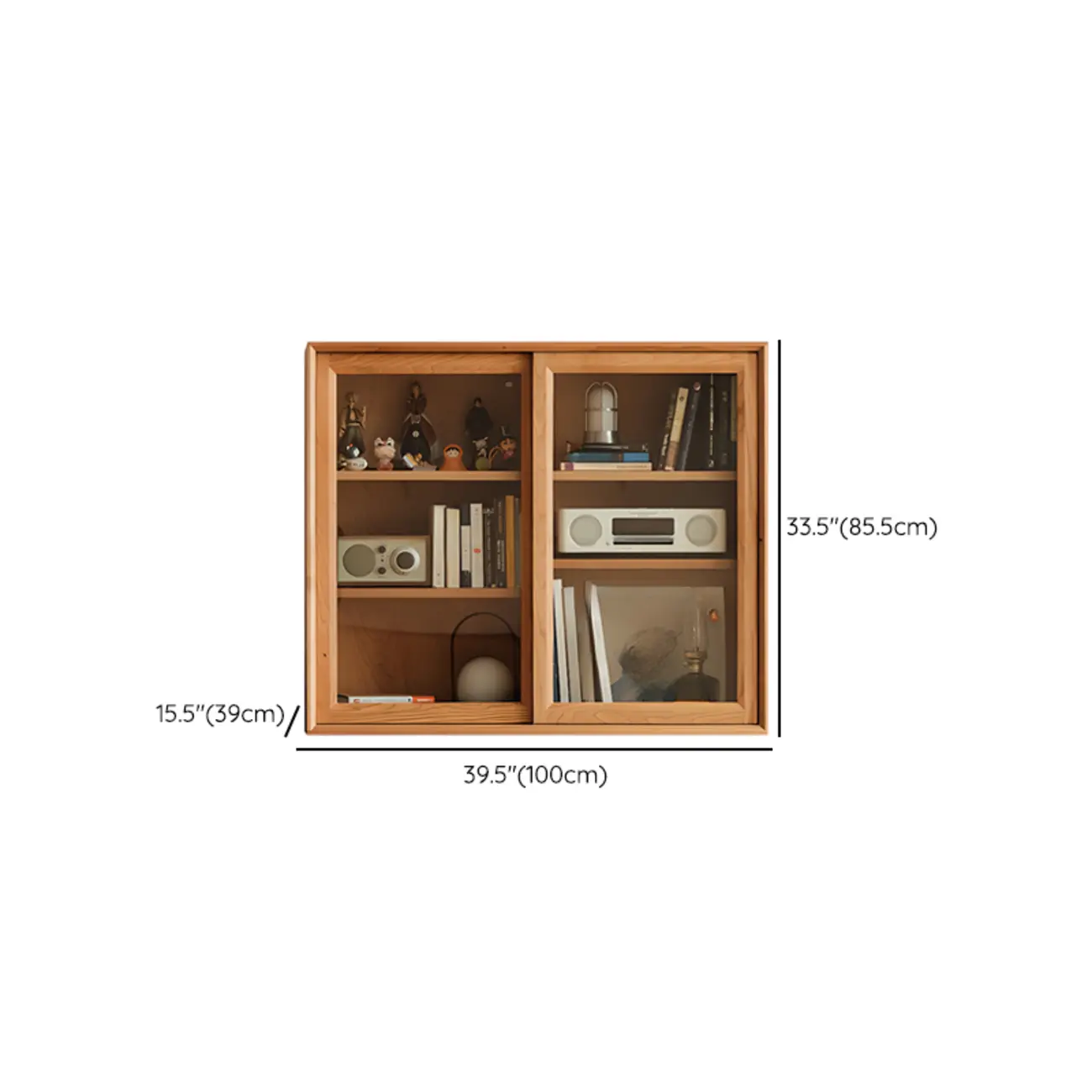 Classic Wooden Display Cabinet with Glass Doors for Living Room #size | homeyfad