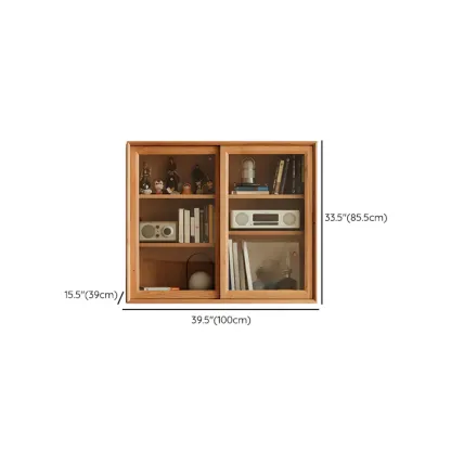 Classic Wooden Display Cabinet with Glass Doors for Living Room #size