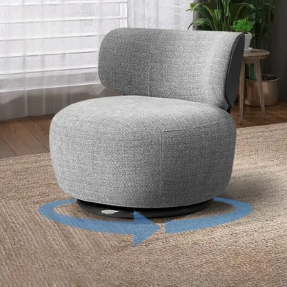 Upholstery Swivel Side Chair in White/Gray for Living Room Image - 3