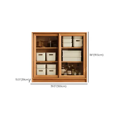 Classic Wooden Display Cabinet with Glass Doors for Living Room Image - 14