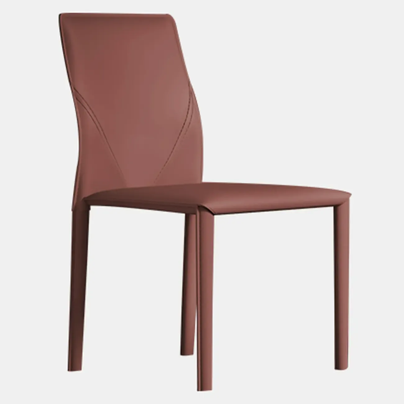 Modern White Armless Faux Leather Dining Chair with Solid Back Image - 7
