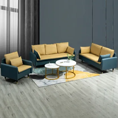 Minimalist Upholstery Loveseat Sofa in Mint Green with Pillows Image - 3