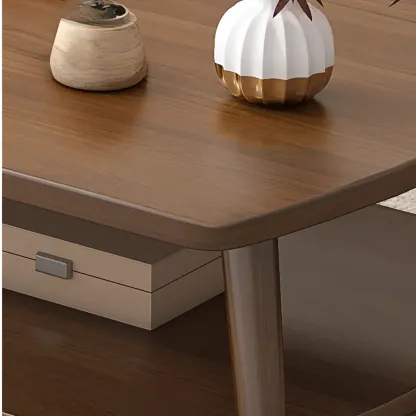 2-Tier Scandinavian Wooden Coffee Table with Storage Design  Image - 7