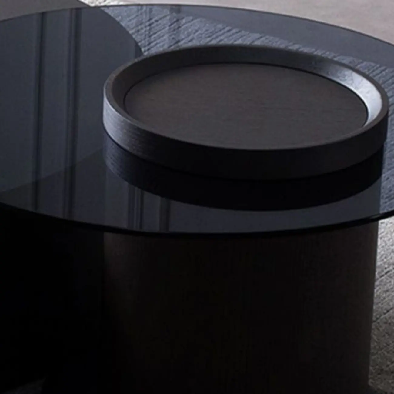  Modern Black Round Top Nesting Coffee Table with Storage Image - 9 | homeyfad