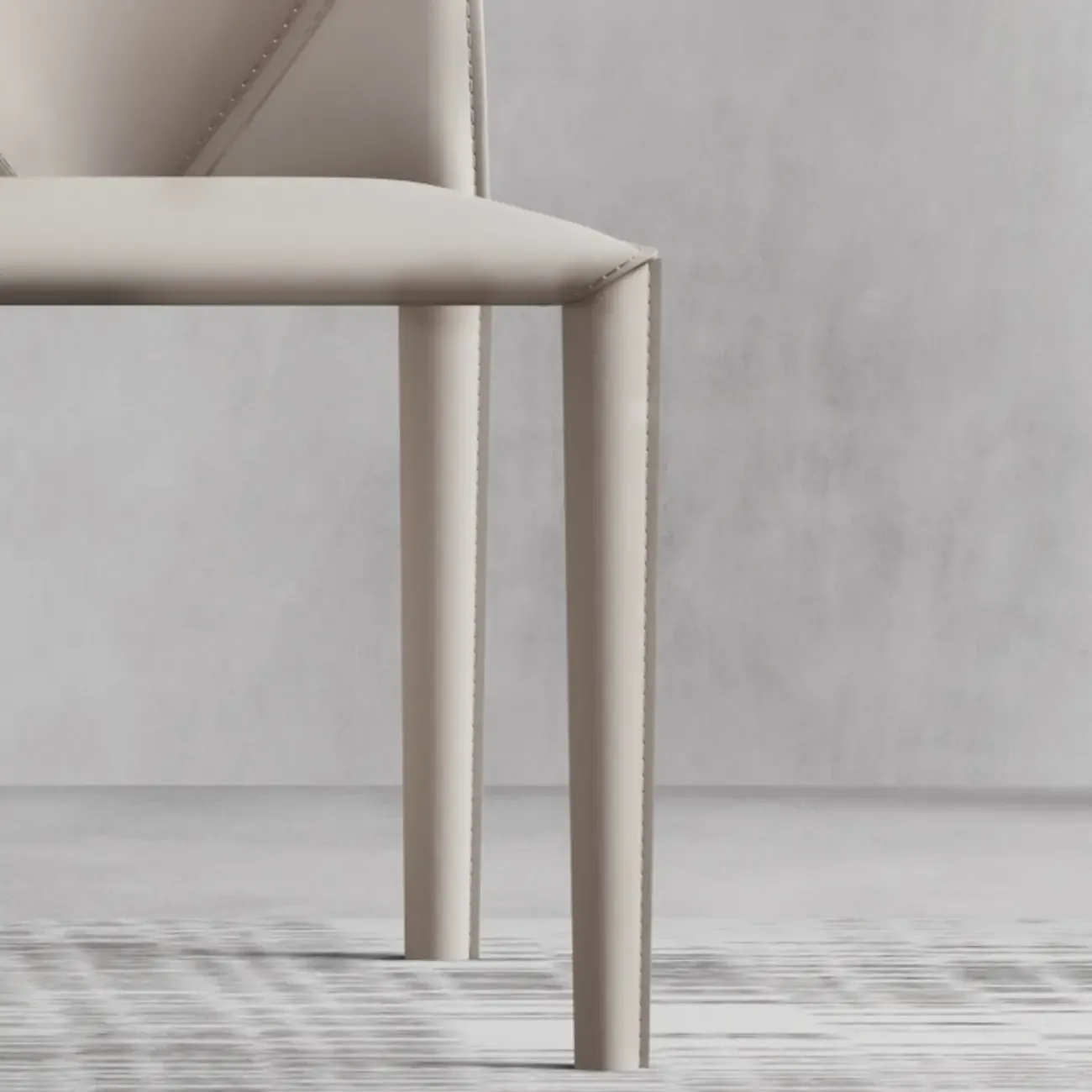 Modern White Armless Faux Leather Dining Chair with Solid Back Image - 8