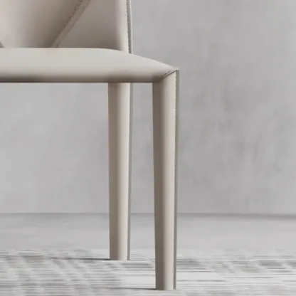 Modern White Armless Faux Leather Dining Chair with Solid Back Image - 8