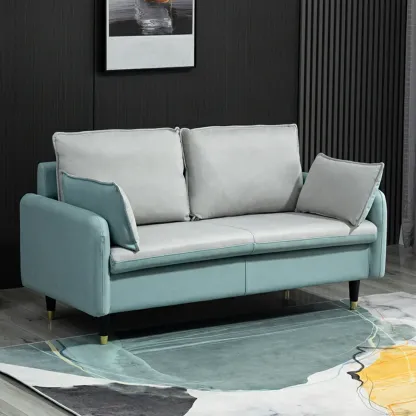 Minimalist Upholstery Loveseat Sofa in Mint Green with Pillows Image - 4