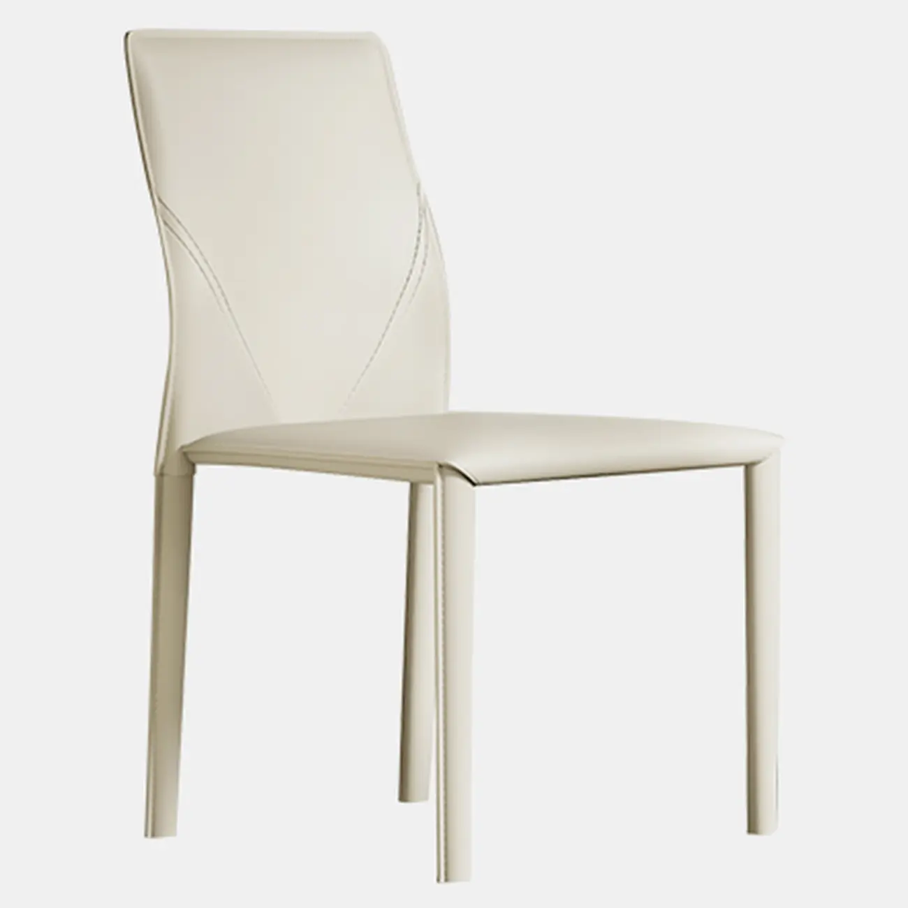 Modern White Armless Faux Leather Dining Chair with Solid Back Image - 9 | homeyfad
