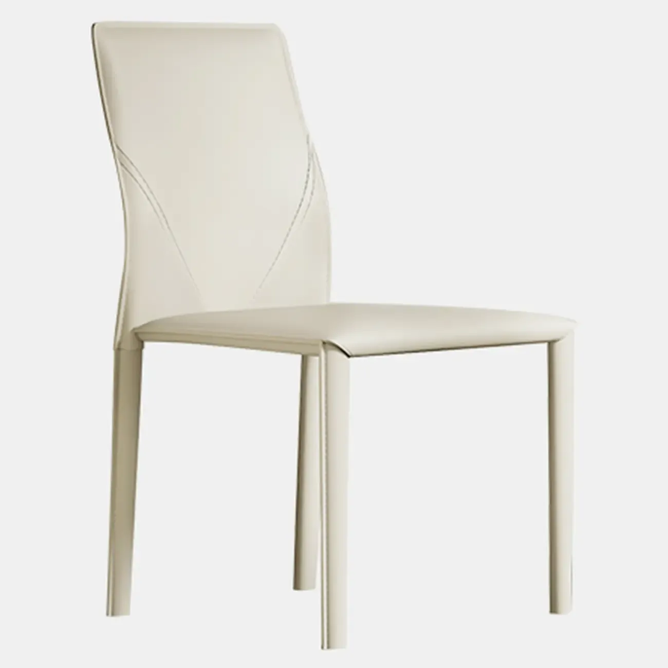 Modern White Armless Faux Leather Dining Chair with Solid Back Image - 9