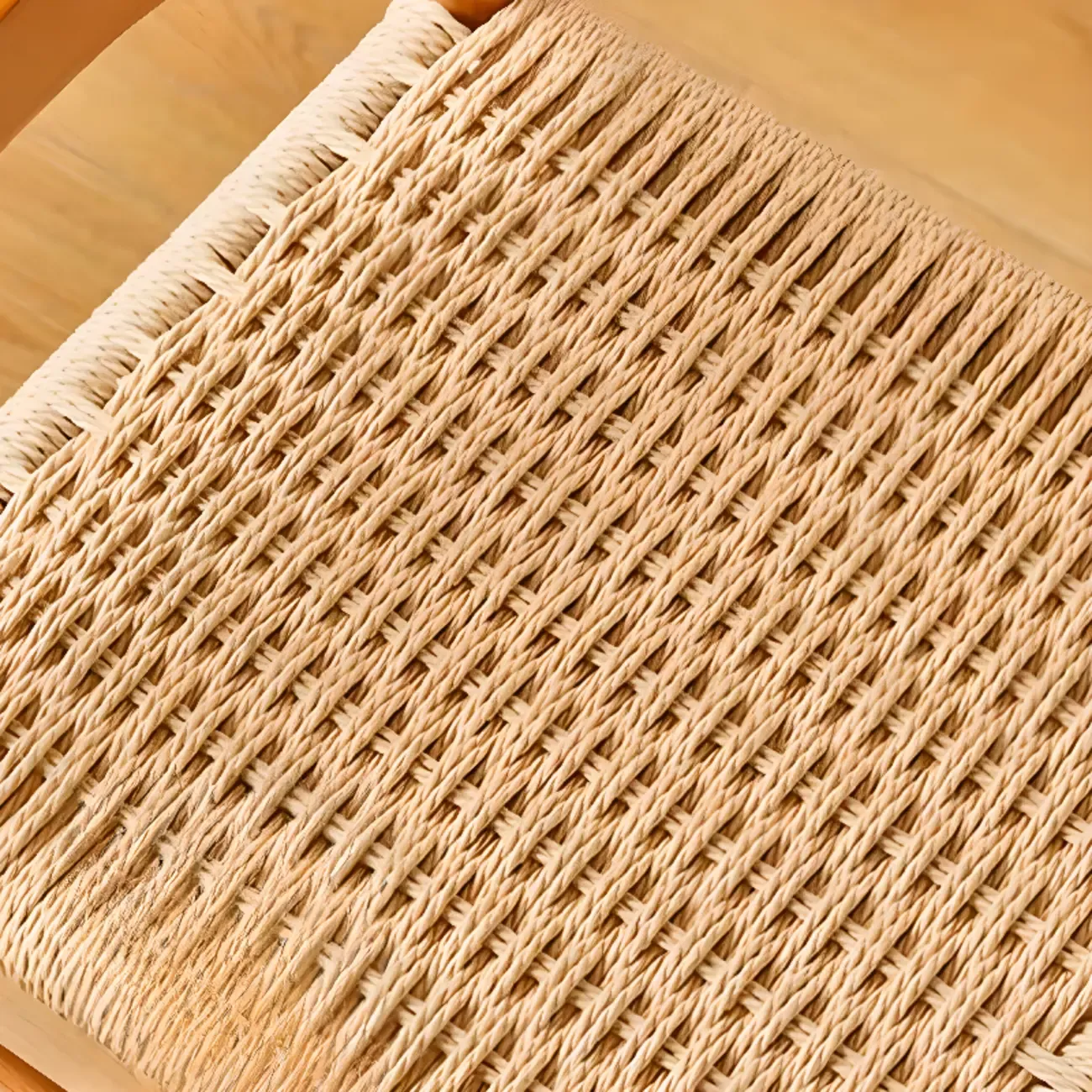 Nordic Woven Seat Armless Ladder Back Wooden Dining Chair Image - 10