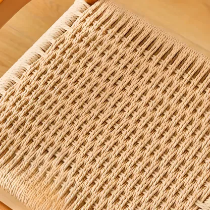 Nordic Woven Seat Armless Ladder Back Wooden Dining Chair Image - 10