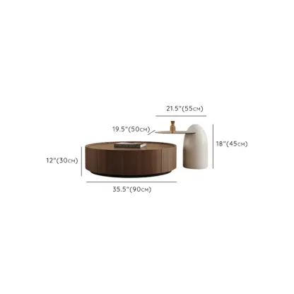 Modern Low Wooden Tray Top Coffee Table with Storage  Image - 13