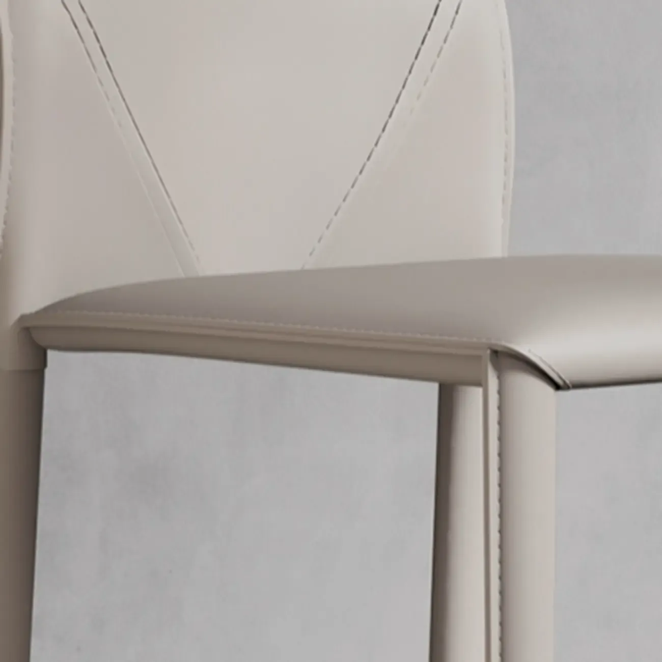 Modern White Armless Faux Leather Dining Chair with Solid Back Image - 10