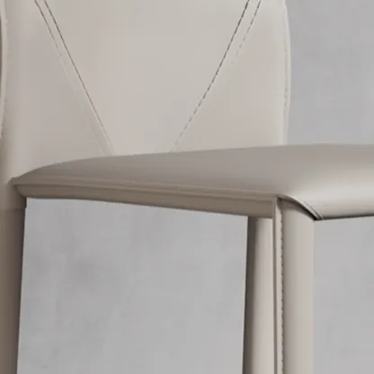 Modern White Armless Faux Leather Dining Chair with Solid Back Image - 10