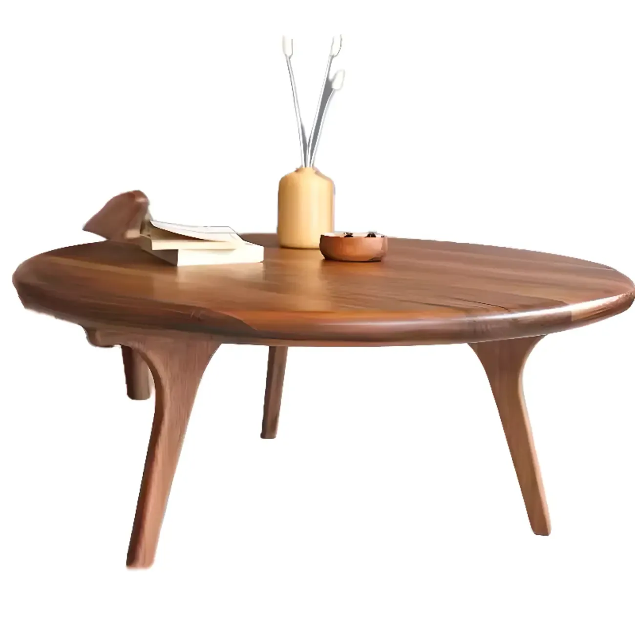 Scandinavian Wooden Round Coffee Table with Elegant Design Image - 6