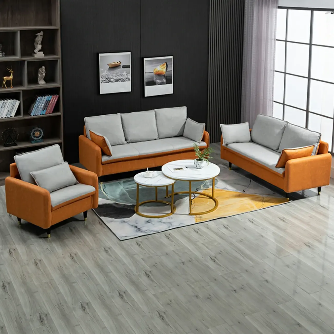 Minimalist Upholstery Loveseat Sofa in Mint Green with Pillows Image - 6