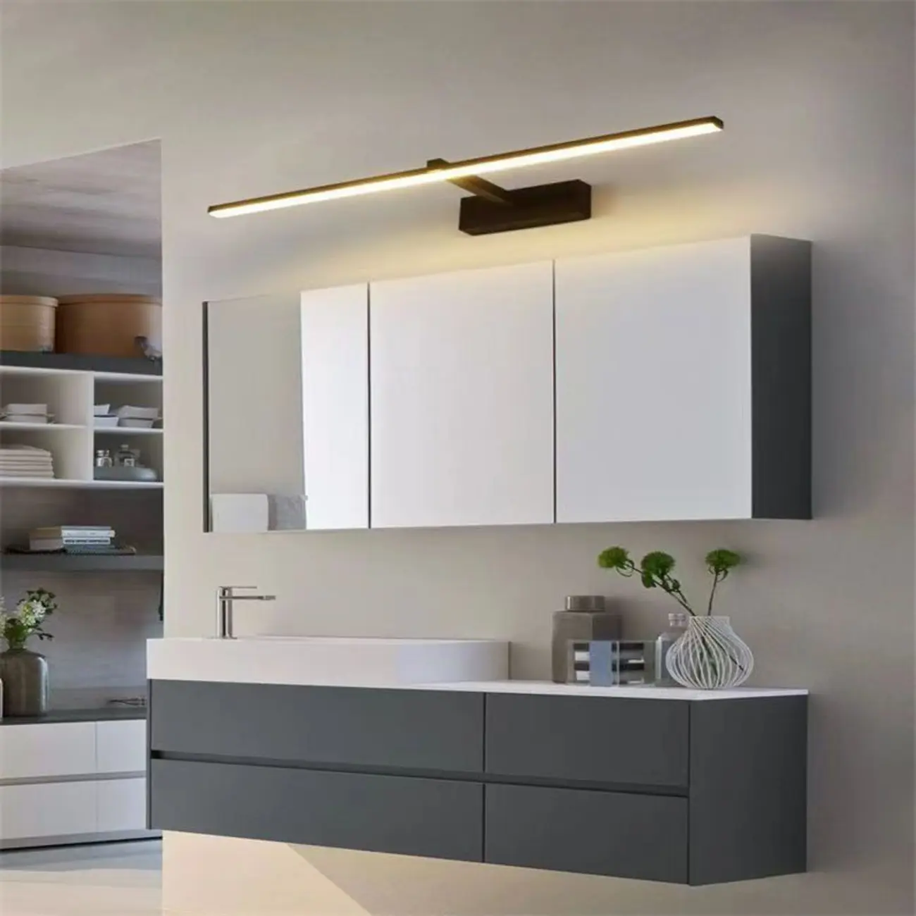 Modern Linear Bathroom Vanity Light with Dimmable Design Image - 1 | homeyfad