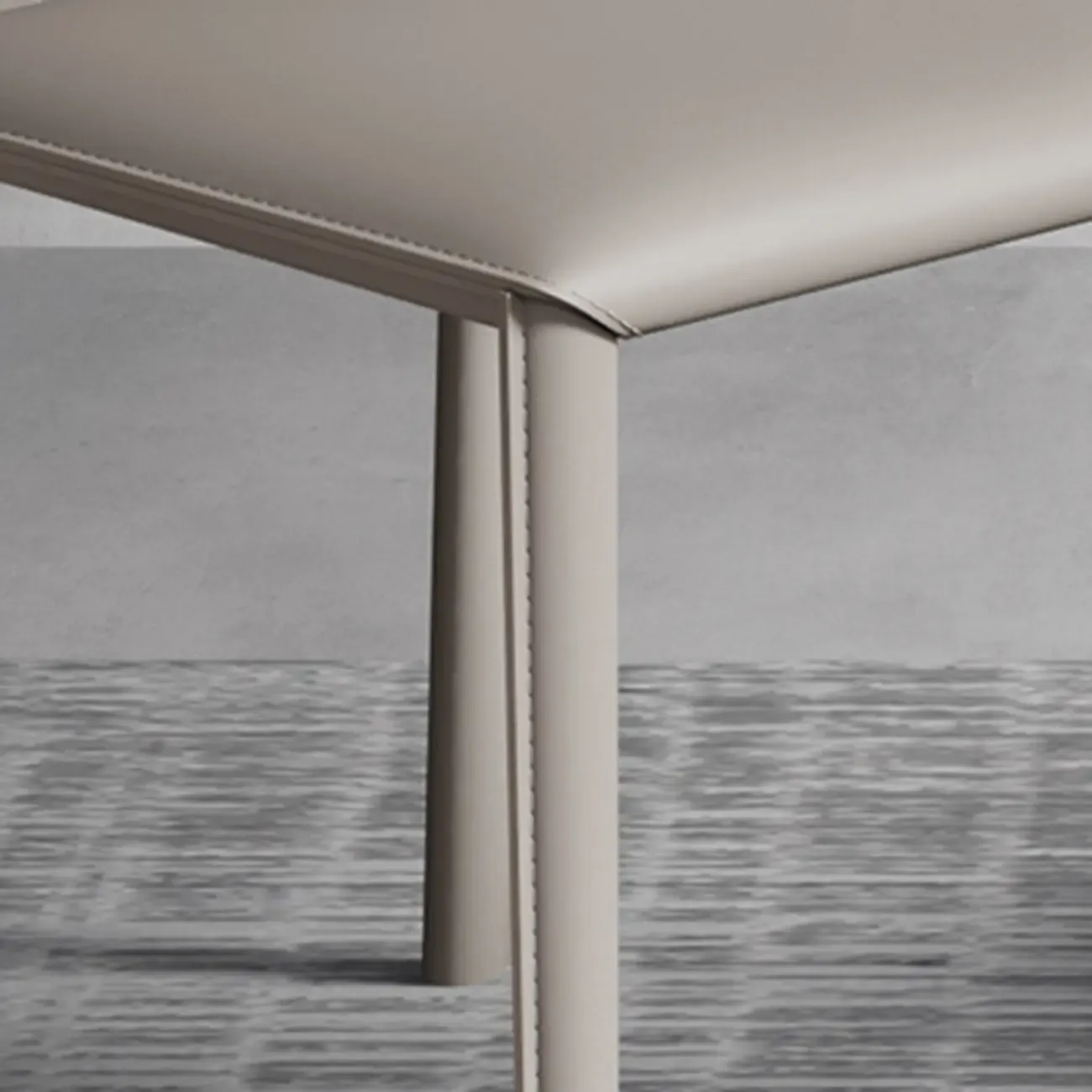 Modern White Armless Faux Leather Dining Chair with Solid Back Image - 11