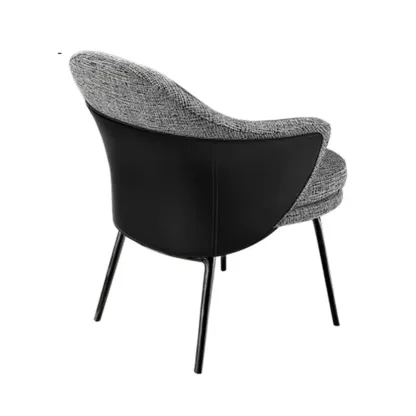 Modern Upholstered Dining Chair with Curved Back and Armrests Image - 3