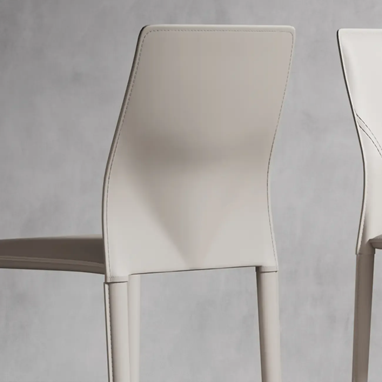 Modern White Armless Faux Leather Dining Chair with Solid Back Image - 12