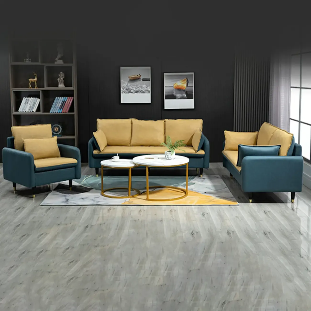 Minimalist Upholstery Loveseat Sofa in Mint Green with Pillows Image - 8