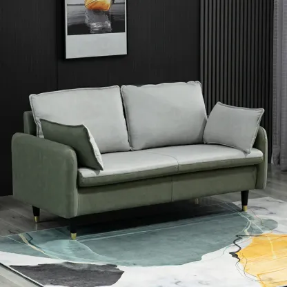 Minimalist Upholstery Loveseat Sofa in Mint Green with Pillows Image - 9
