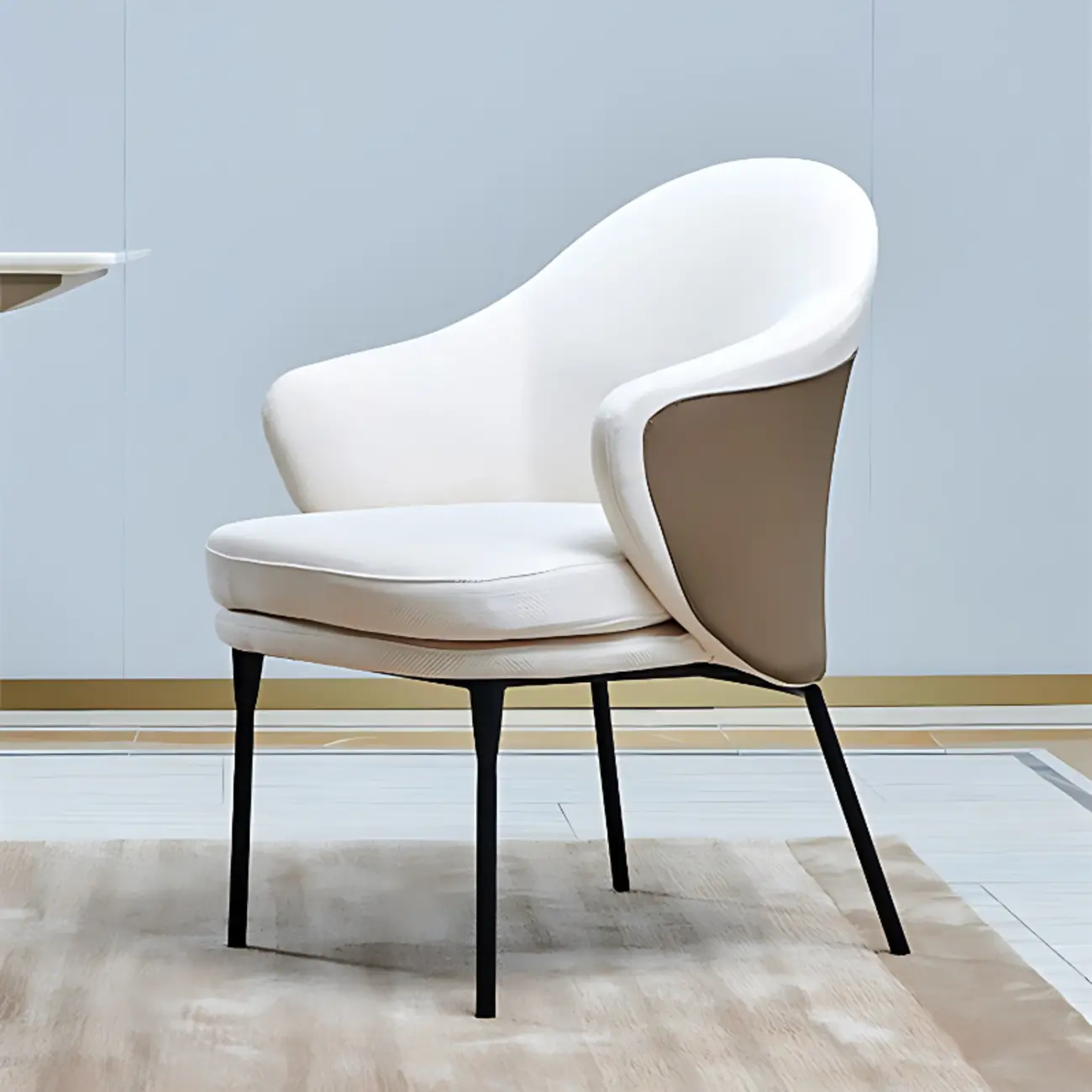 Modern Upholstered Dining Chair with Curved Back and Armrests Image - 5 | homeyfad