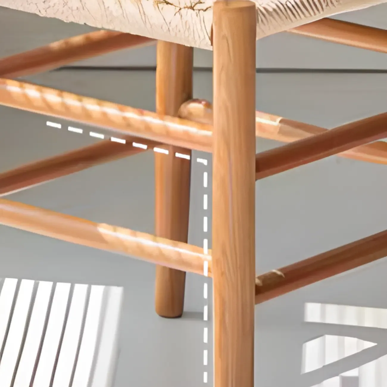 Nordic Woven Seat Armless Ladder Back Wooden Dining Chair Image - 14