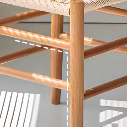Nordic Woven Seat Armless Ladder Back Wooden Dining Chair Image - 14