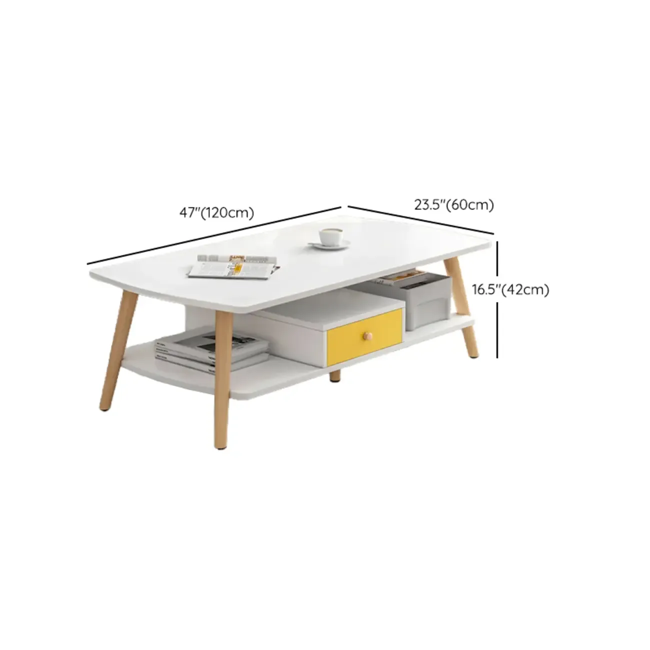 2-Tier Scandinavian Wooden Coffee Table with Storage Design  Image - 14