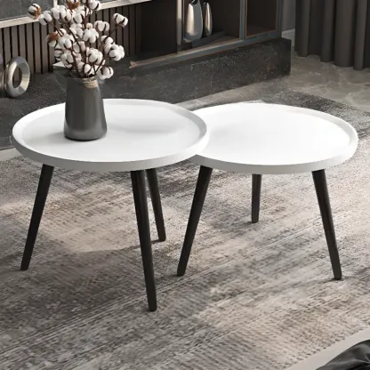 Modern Round Wooden End Table for Living Room Accent Image - 1