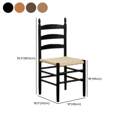 Nordic Woven Seat Armless Ladder Back Wooden Dining Chair #size