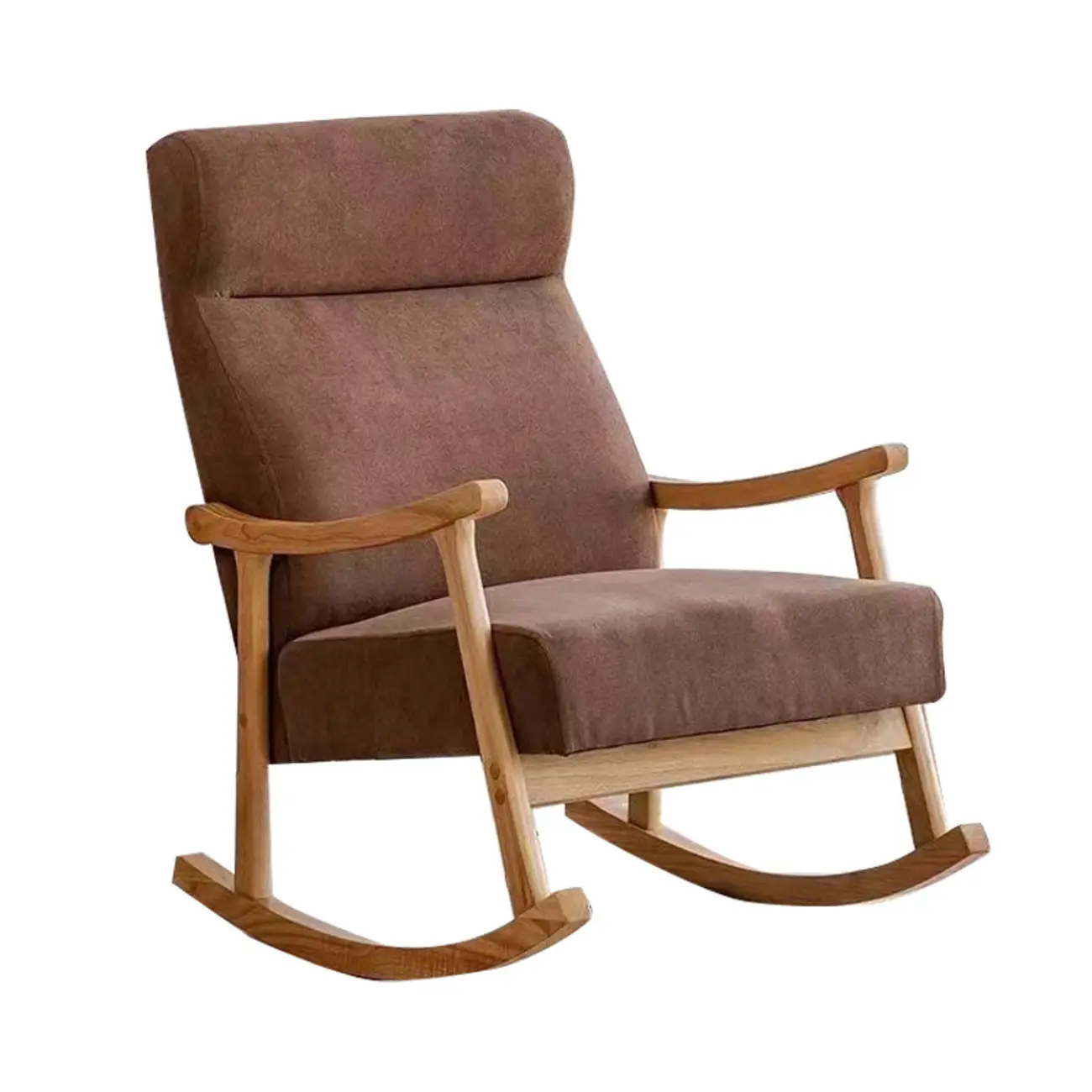 Modern Wood Upholstered Rocking Chair with Optional Ottoman Image - 6 | homeyfad