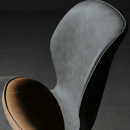 Modern Wingback Faux Leather Upholstered Metal Dining Chair Image - 10