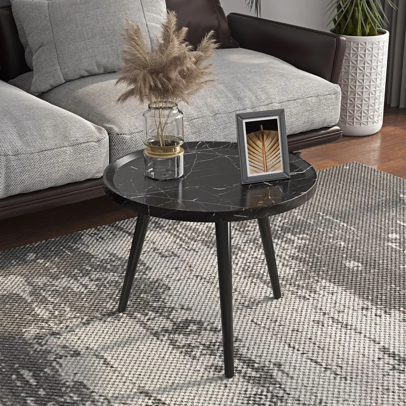 Modern Round Wooden End Table for Living Room Accent Image - 2