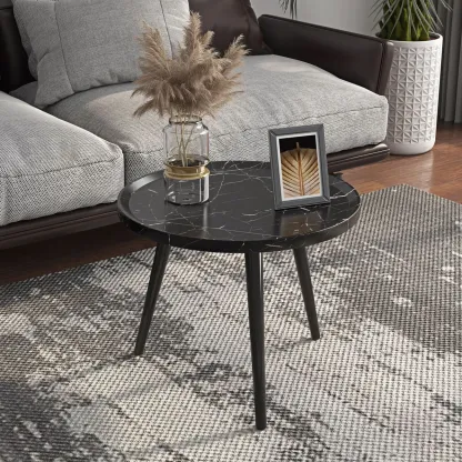 Modern Round Wooden End Table for Living Room Accent Image - 2