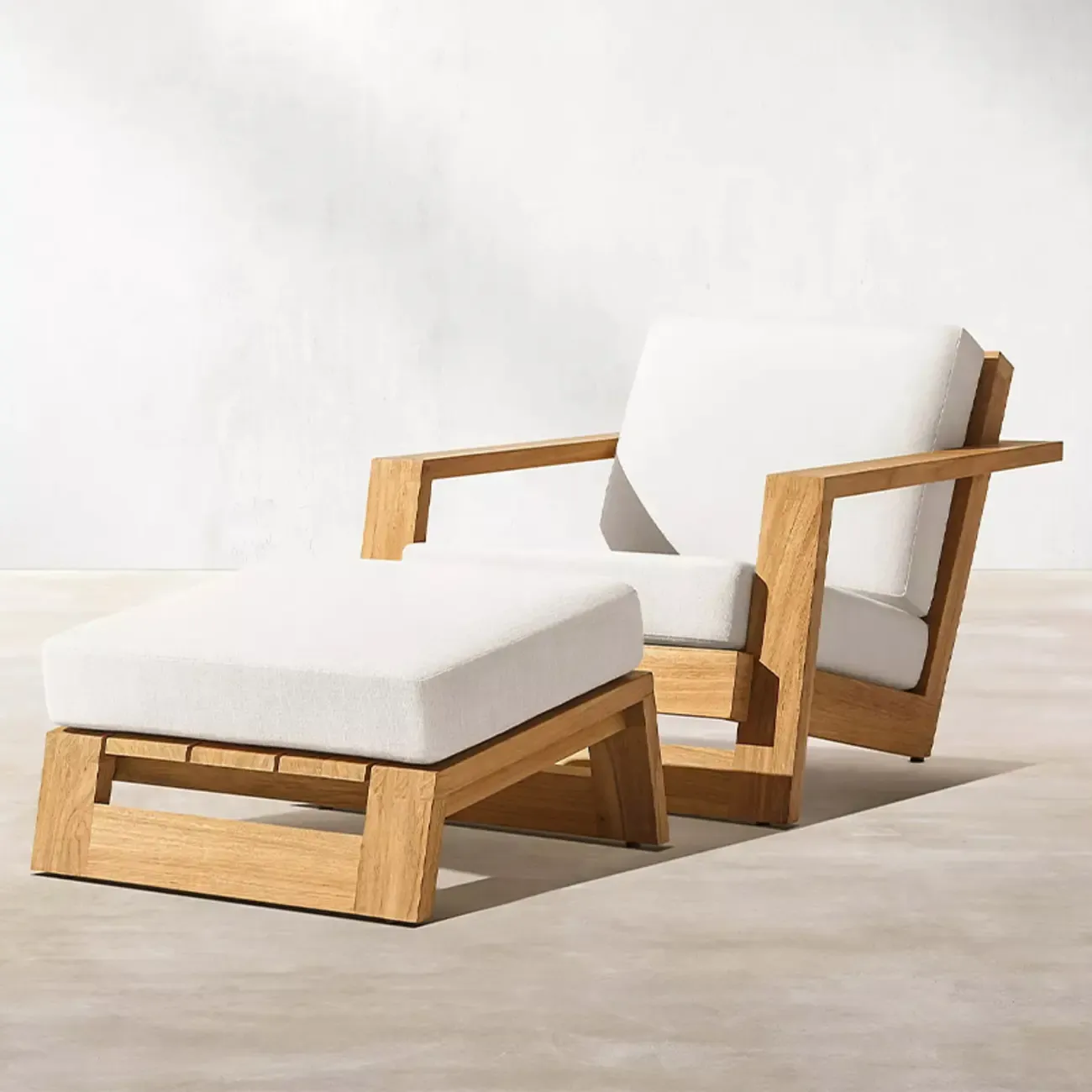 Modern Solid Wood Outdoor Sofa with Natural Finish Image - 4