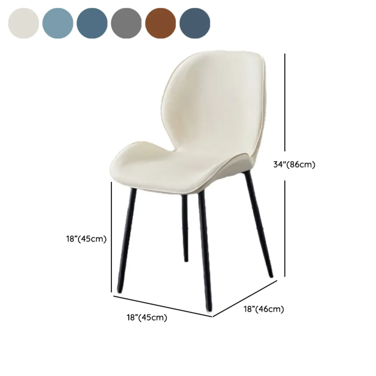 Modern Wingback Faux Leather Upholstered Metal Dining Chair #size | homeyfad