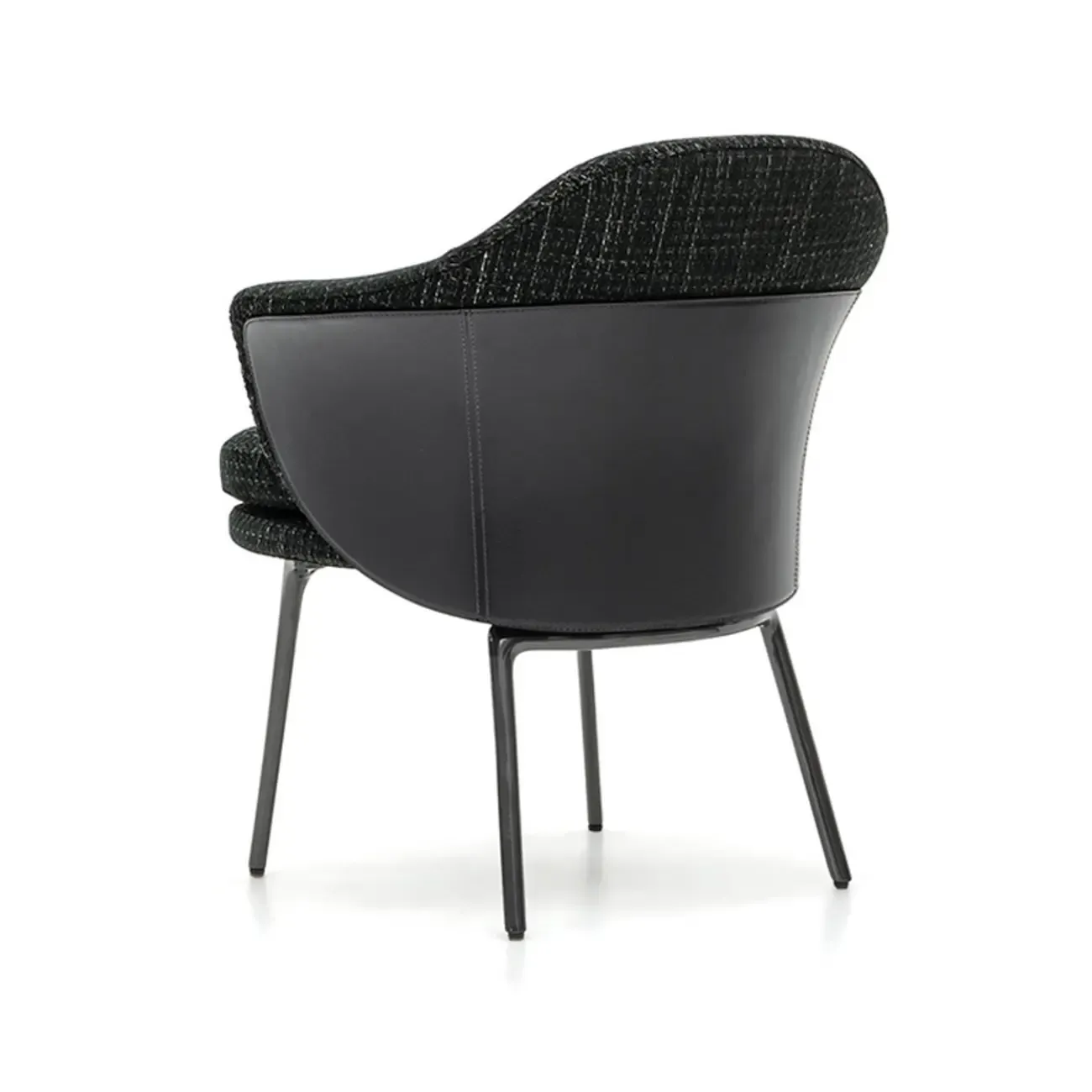 Modern Upholstered Dining Chair with Curved Back and Armrests Image - 7