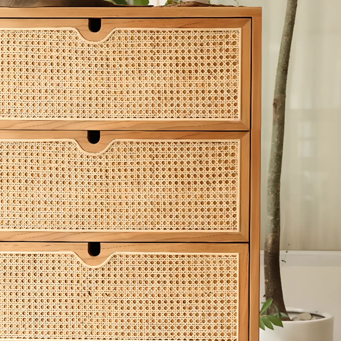 Modern Wood Console Dresser Natural Finish Image - 5
